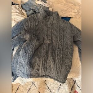 Pink Lily Blue Sherpa Quarter Button Down